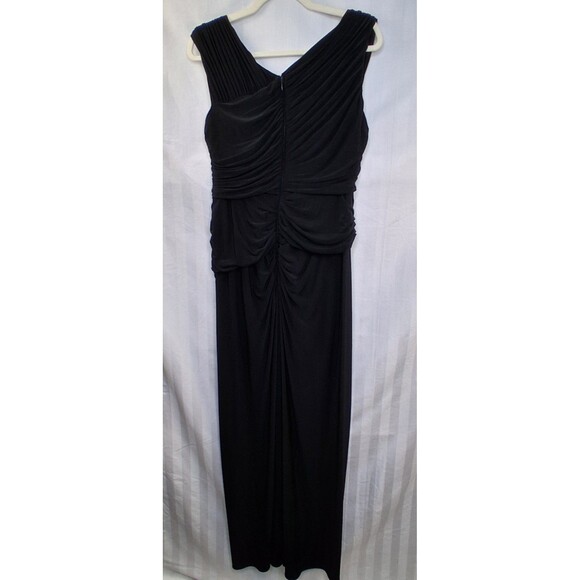 Adrianna Papell Formal Maxi Ruched Dress Broach Accent Size 14 Petite - Picture 15 of 16